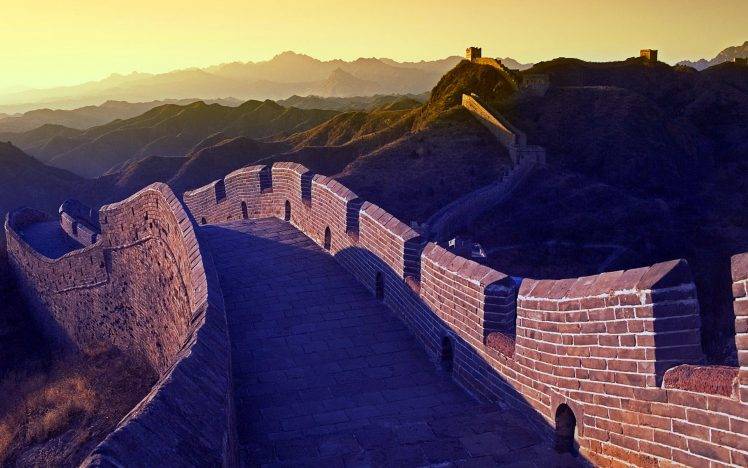 Beautiful Sunset And Great Wall Of Chinese HD Wallpaper Desktop Background
