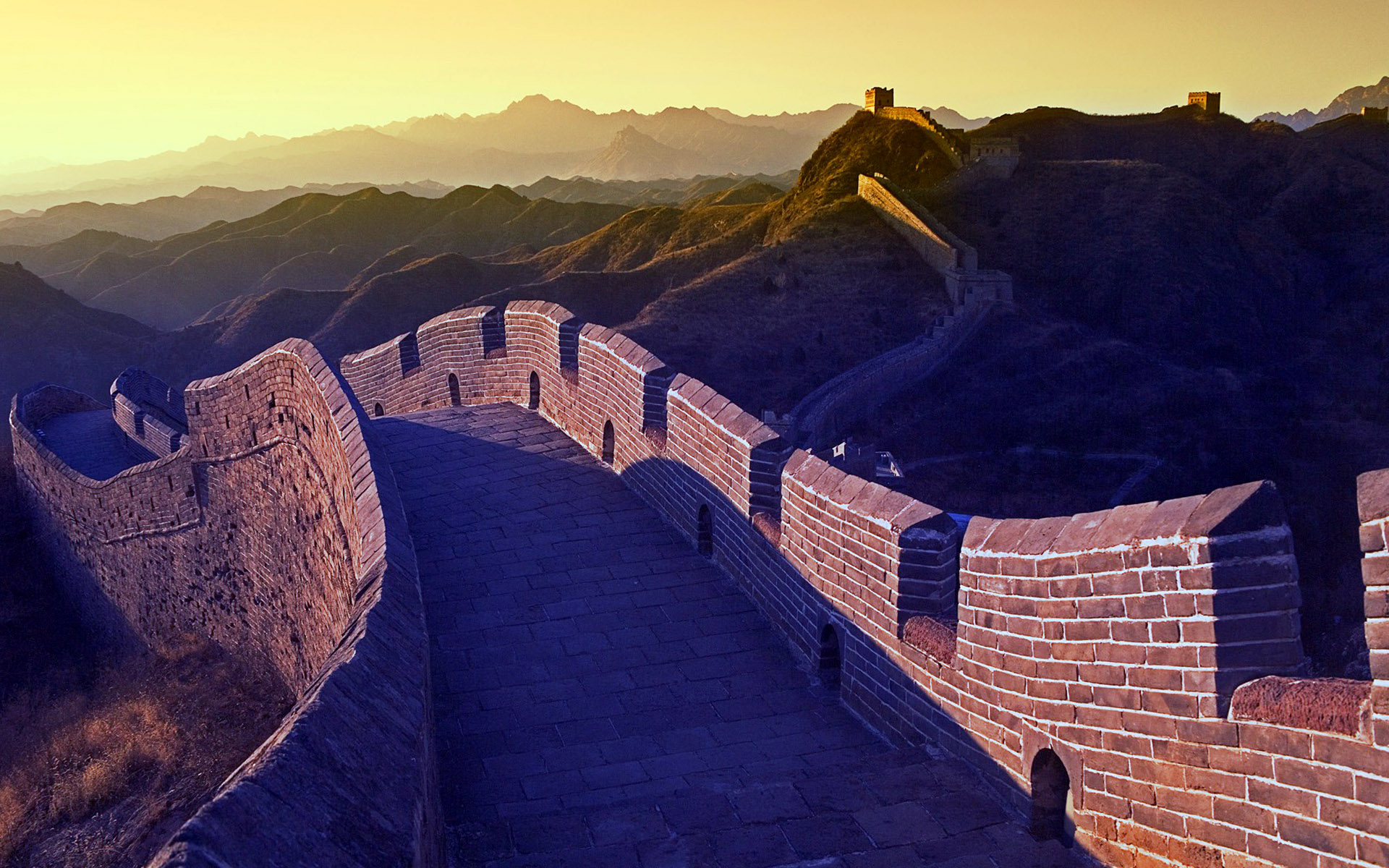 Beautiful Sunset And Great Wall Of Chinese Wallpaper