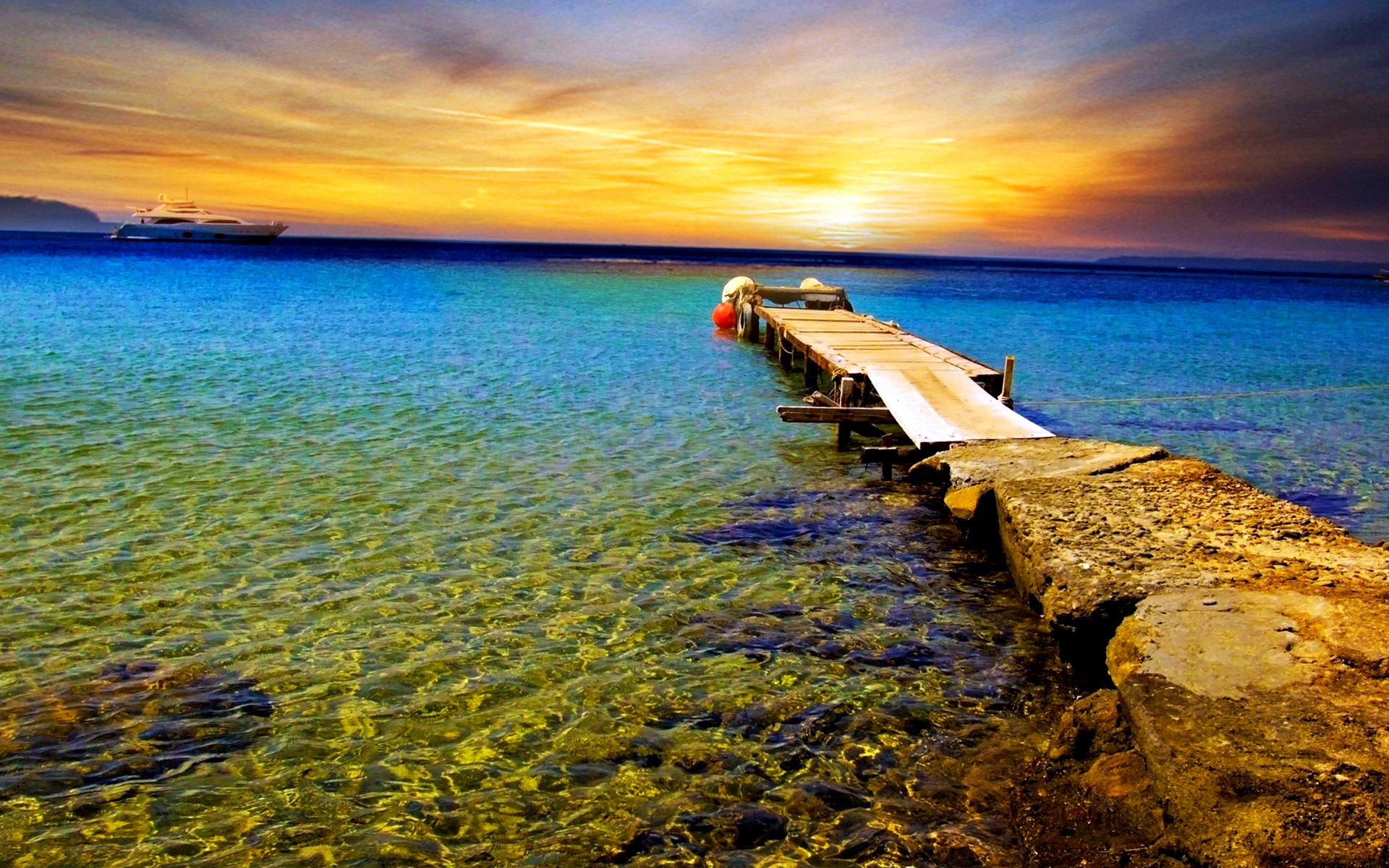 Beautiful Sunset On Beach Desktop Wallpaper