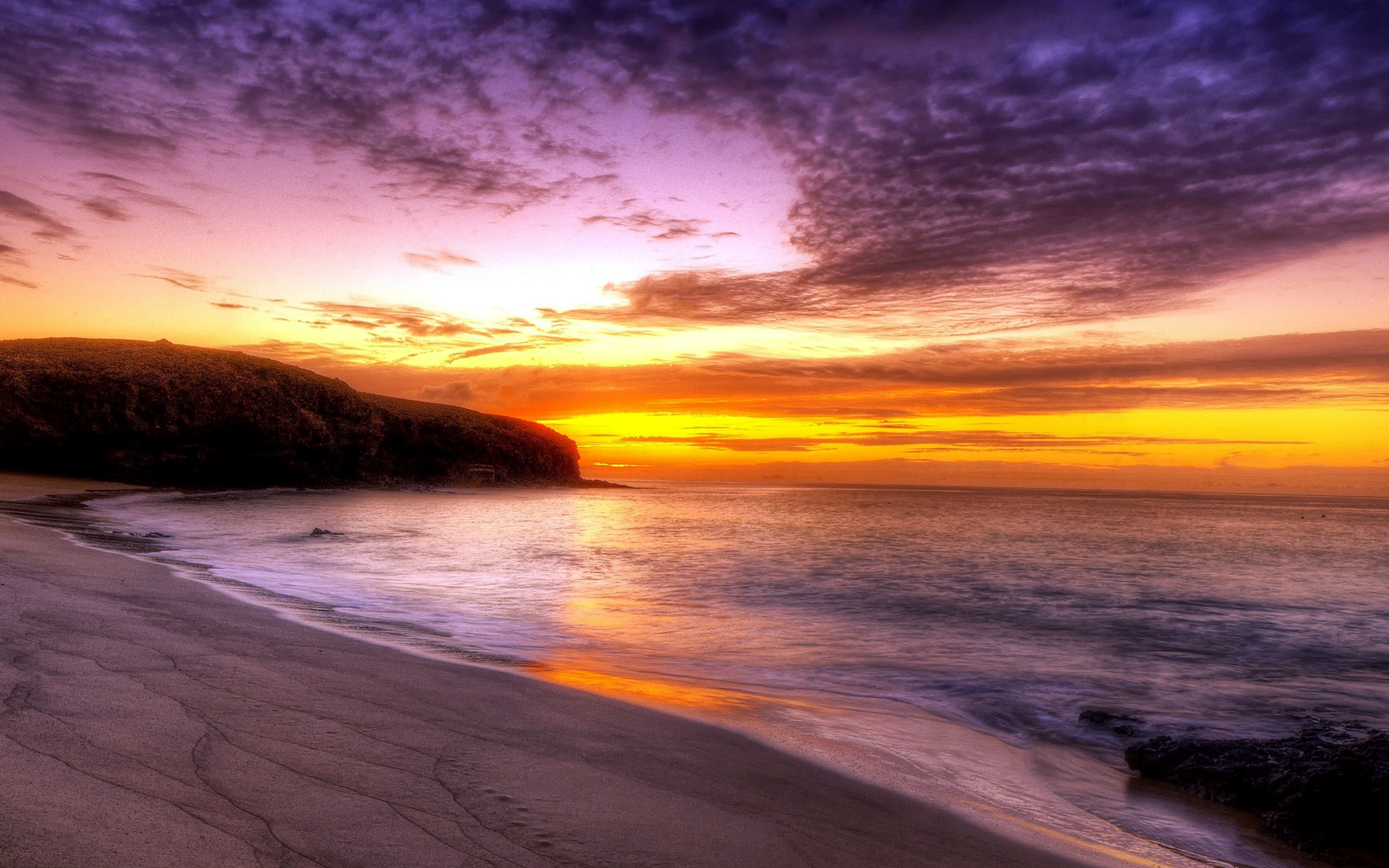 Beautiful Sunset On Beach Landscape Desktop Wallpaper