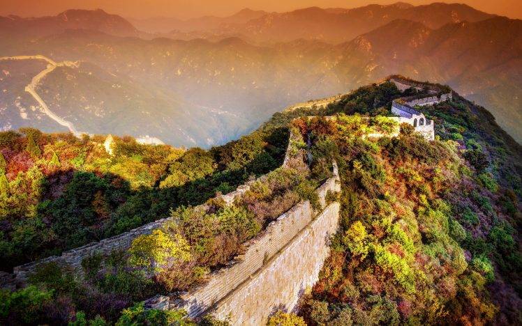 Beautiful Sunset On Great Wall Of China HD Wallpaper Desktop Background