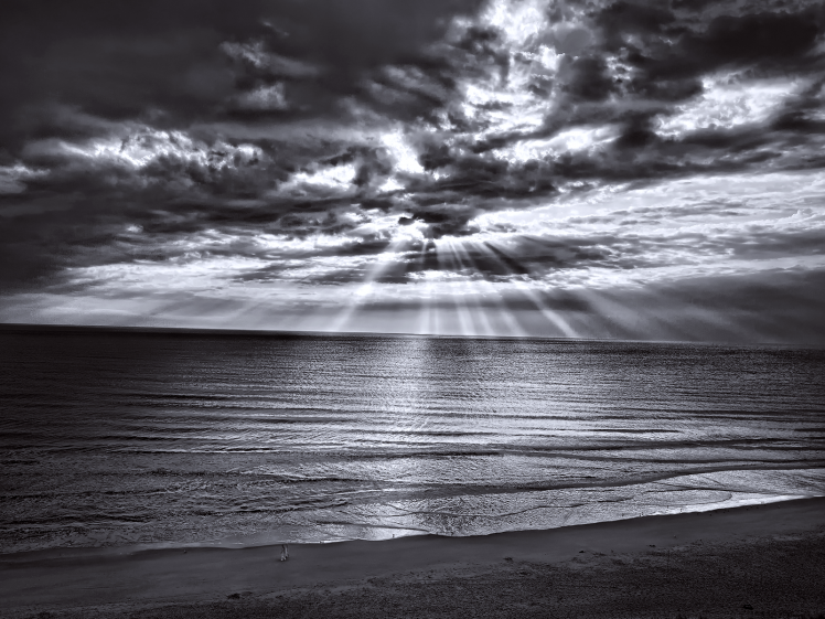 Black White Light Beach HD Wallpaper Desktop Background