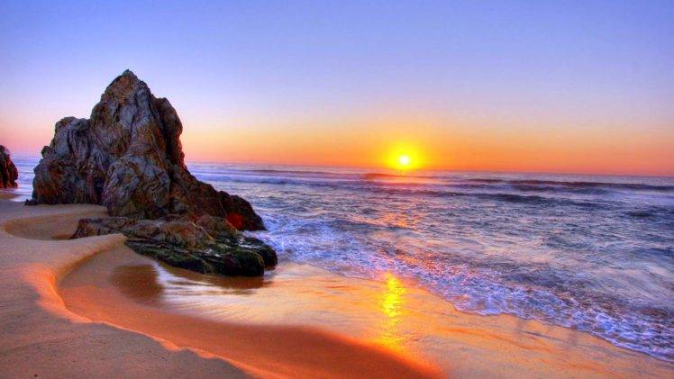 Golden Sunset In Beach HD Wallpaper Desktop Background