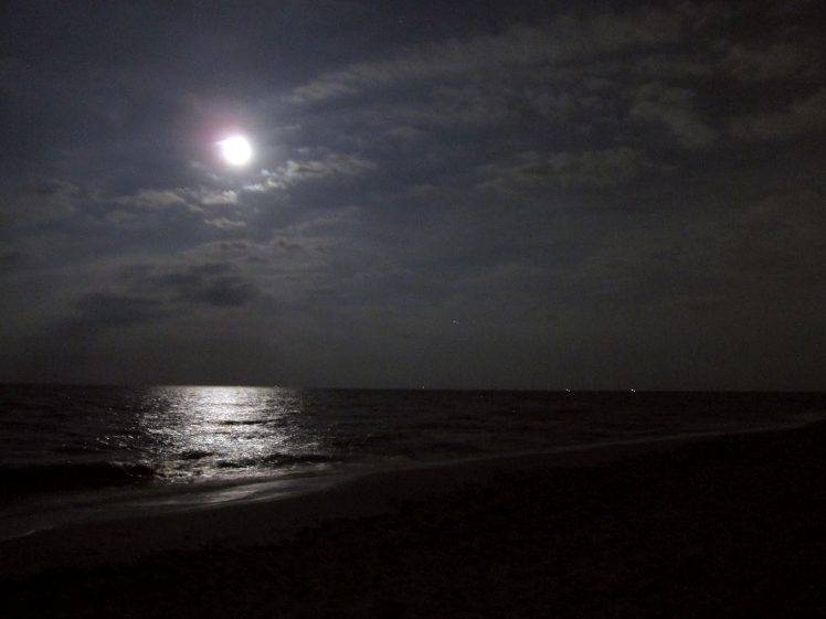 Moon In Beach Night Android HD Wallpaper Desktop Background