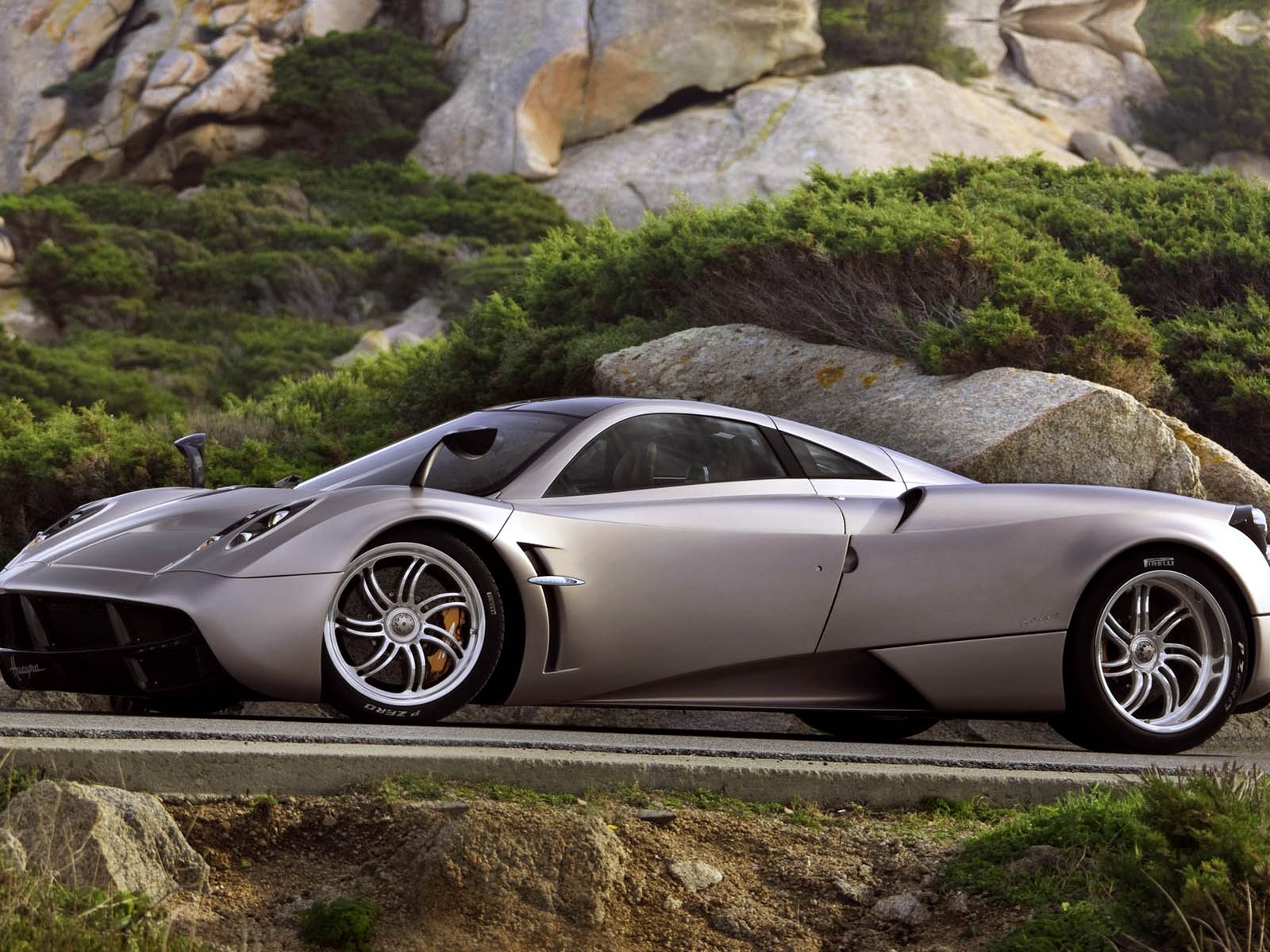 Pagani Huayra In Road Landscape  Wallpaper