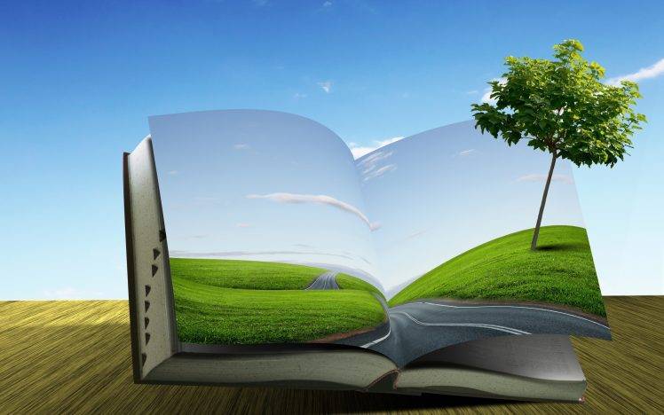 3D Green Life Book HD Wallpaper Desktop Background