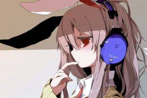 Anime Girl Listen Music with Headphone