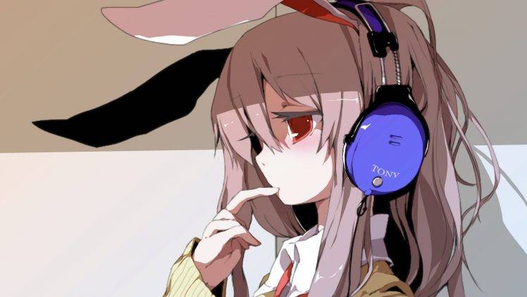 Anime Girl Listen Music with Headphone HD Wallpaper Desktop Background