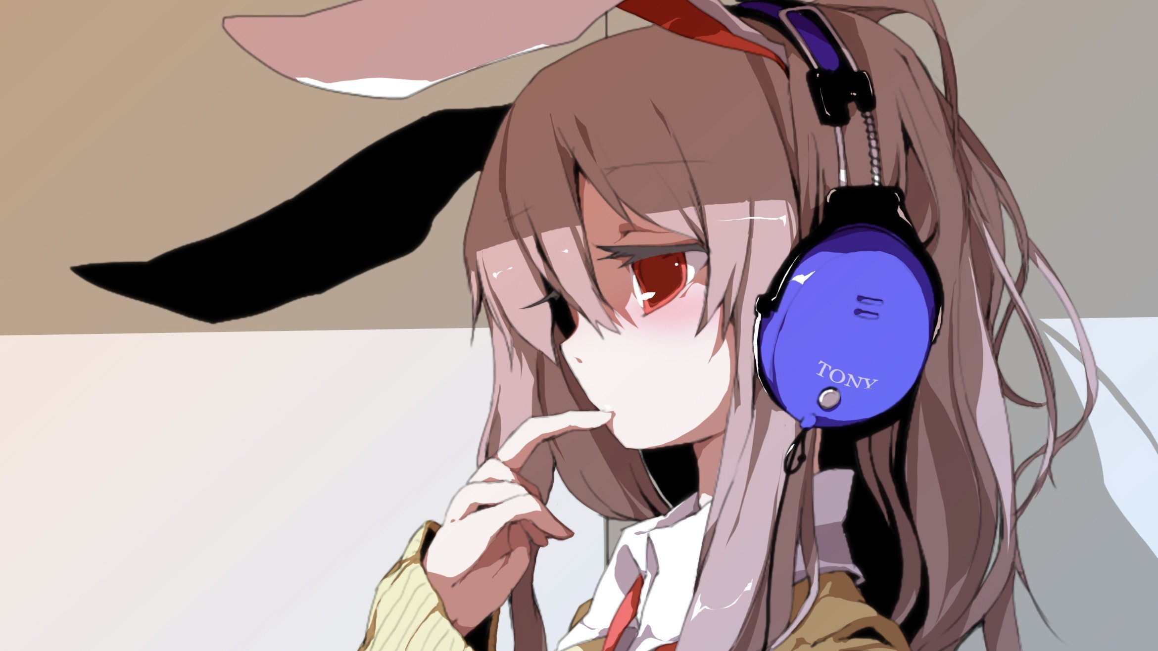 Anime Girl Listen Music with Headphone Wallpaper