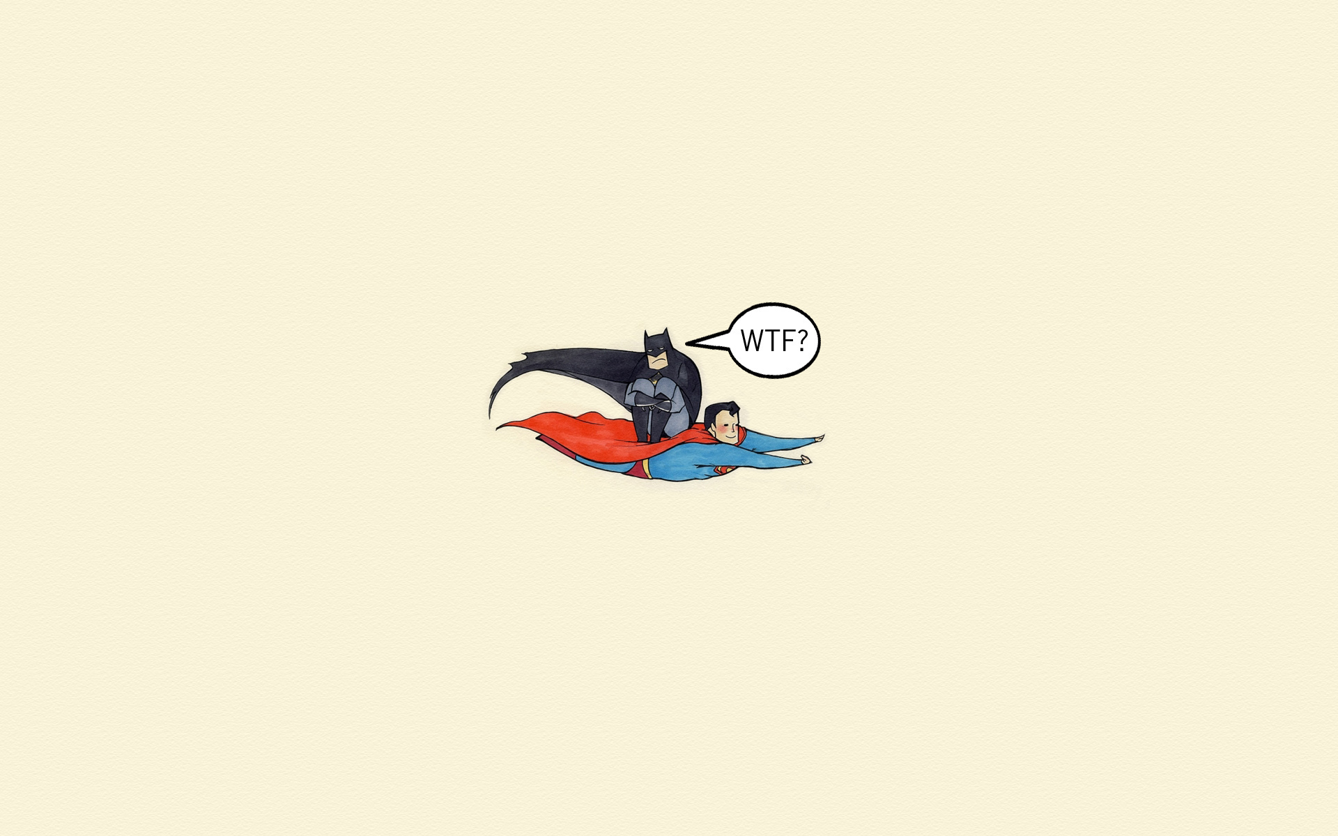 Batman on Superman Humor Wallpaper
