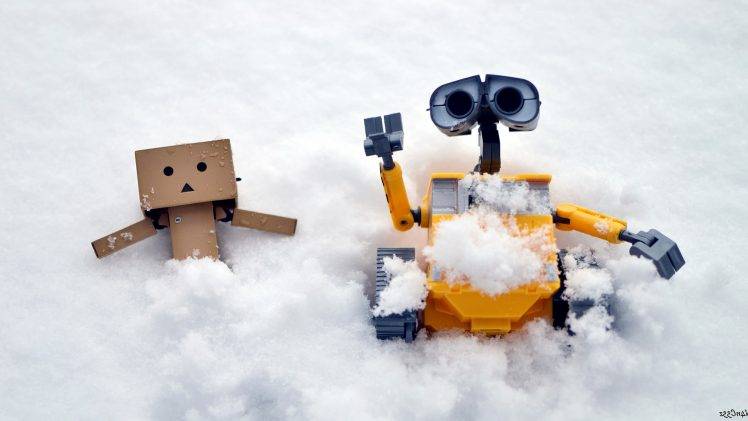Danbo and Wall-E in Snow HD Wallpaper Desktop Background