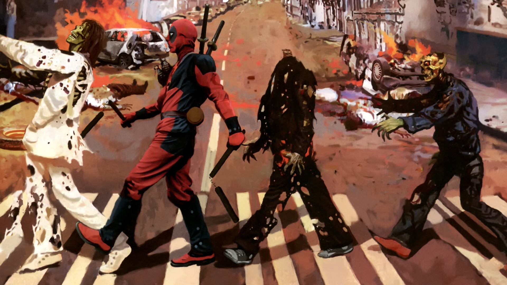 Deadpool Zombie Walk Wallpaper