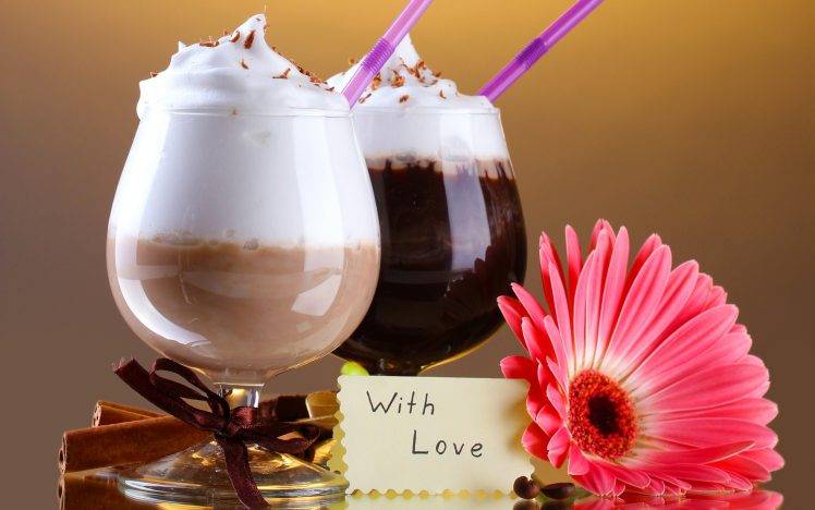 Foam Chocolate With Love HD Wallpaper Desktop Background