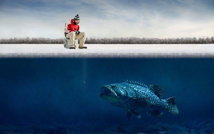 Funny Fisherman in Arctic HD Wallpaper Desktop Background