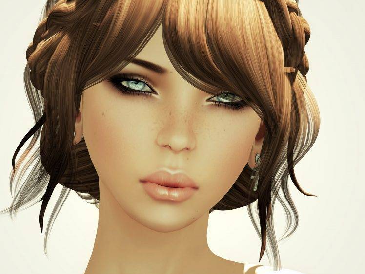 Girls Face Brown Haired Paint Artwork HD Wallpaper Desktop Background