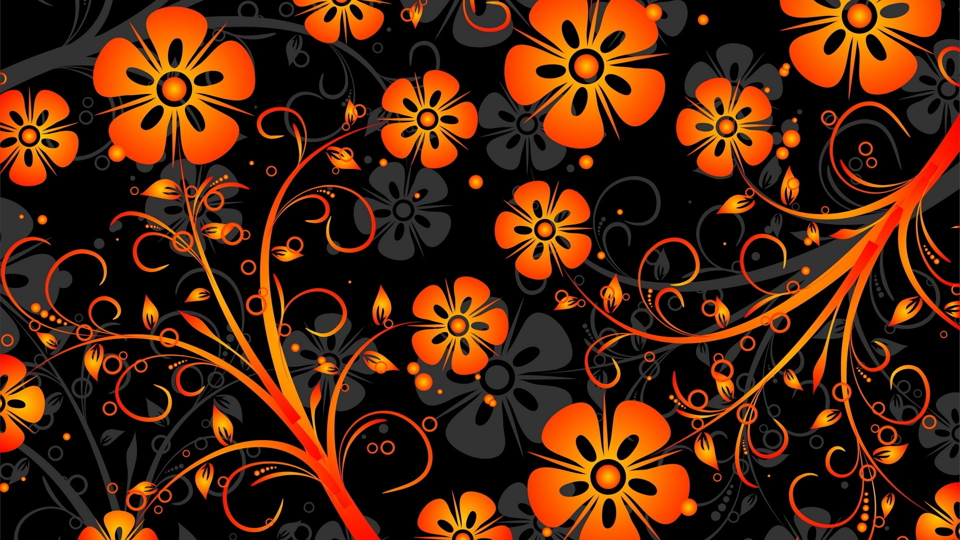 Orange Flowers Vector Wallpaper