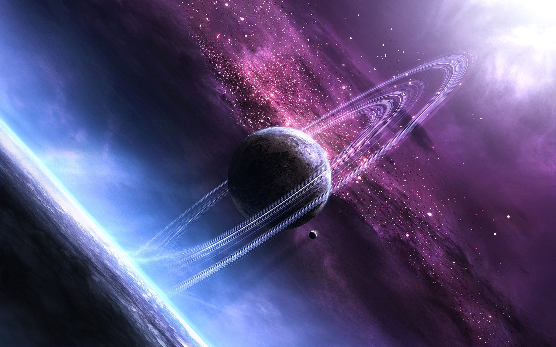 Planets With Asteroid Rings Wallpaper