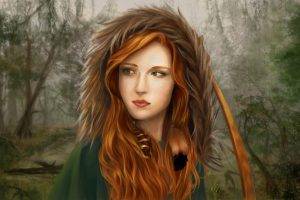 Redhead Fantasy Girl Painting Art