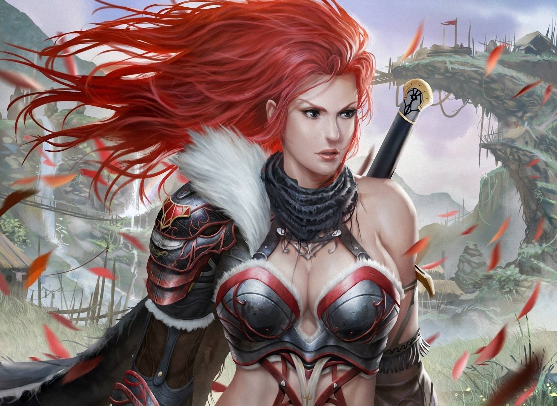 Redhead Warrior Girl Wallpaper