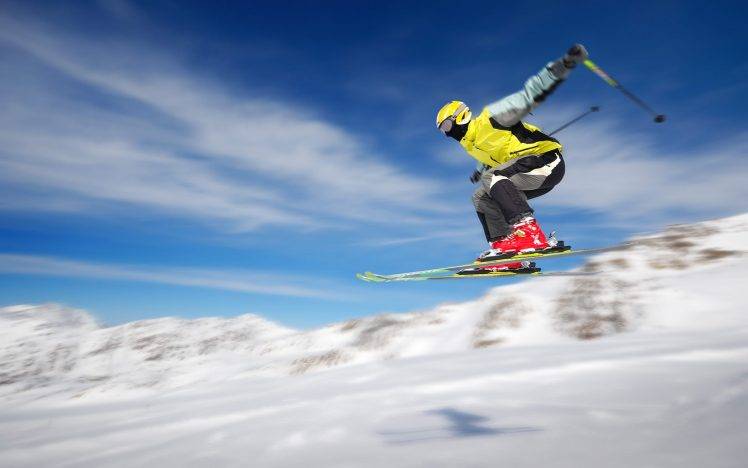 Ski Sports with Yellow Suite HD Wallpaper Desktop Background