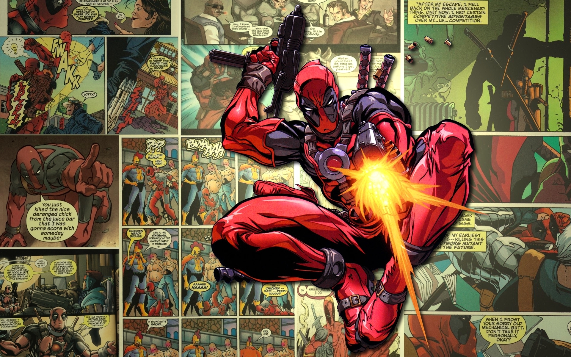 Wade Wilson Deadpool Fire a Pistol Wallpaper
