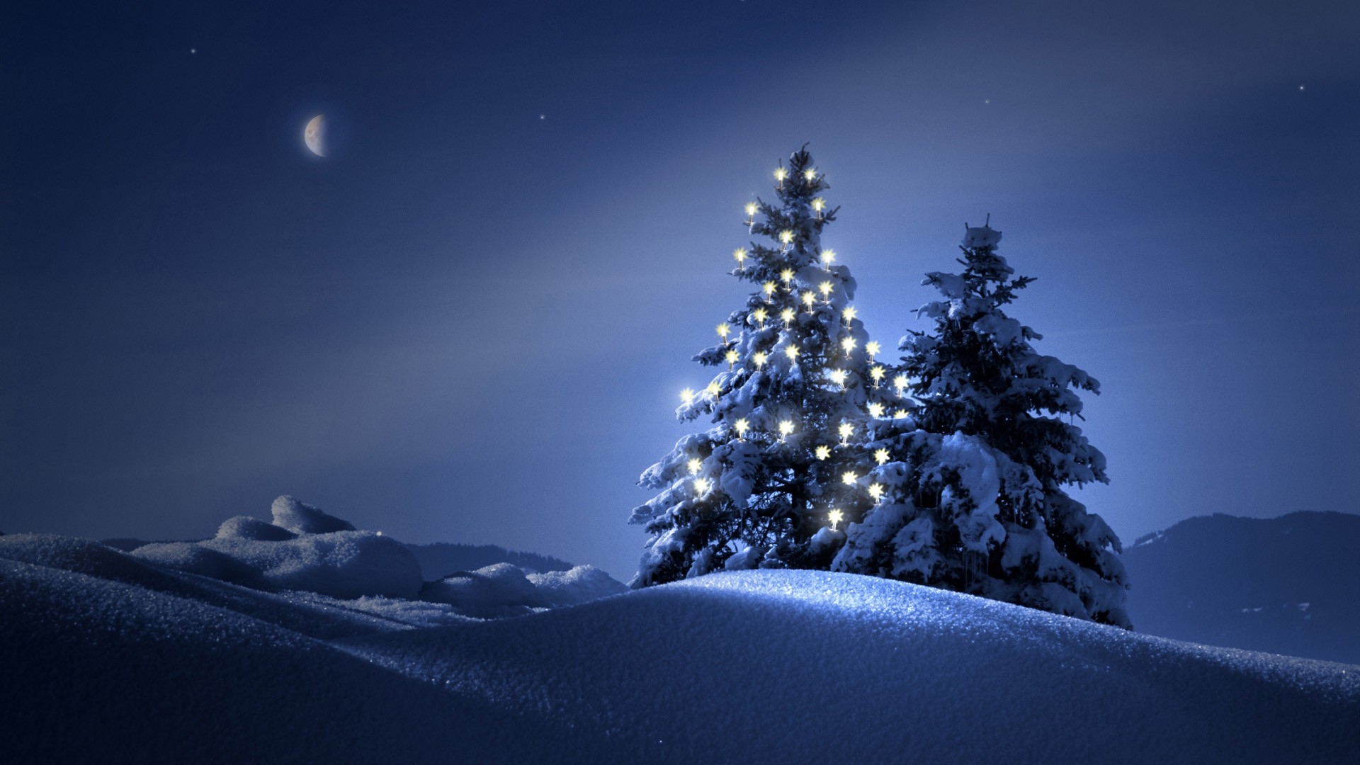 Clearly Christmas Tree At Night Wallpaper