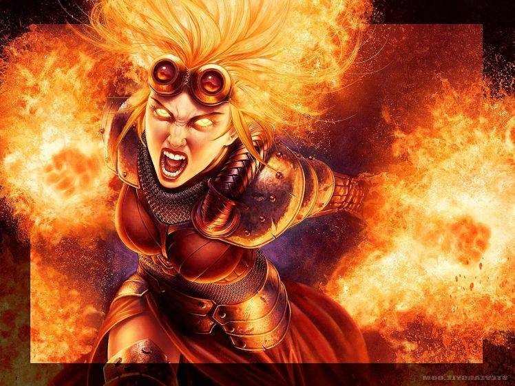 Flaming Magic Girl HD Wallpaper Desktop Background