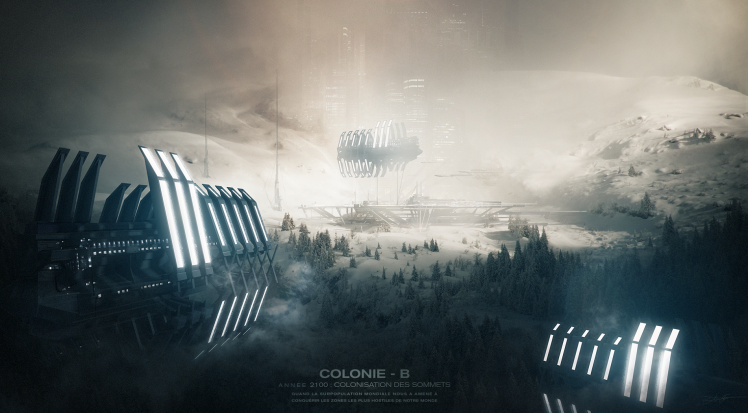 Futuristic Colonie Ships HD Wallpaper Desktop Background
