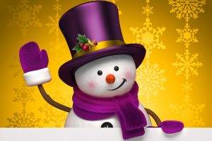 Snowman Black Hat Happy Christmas