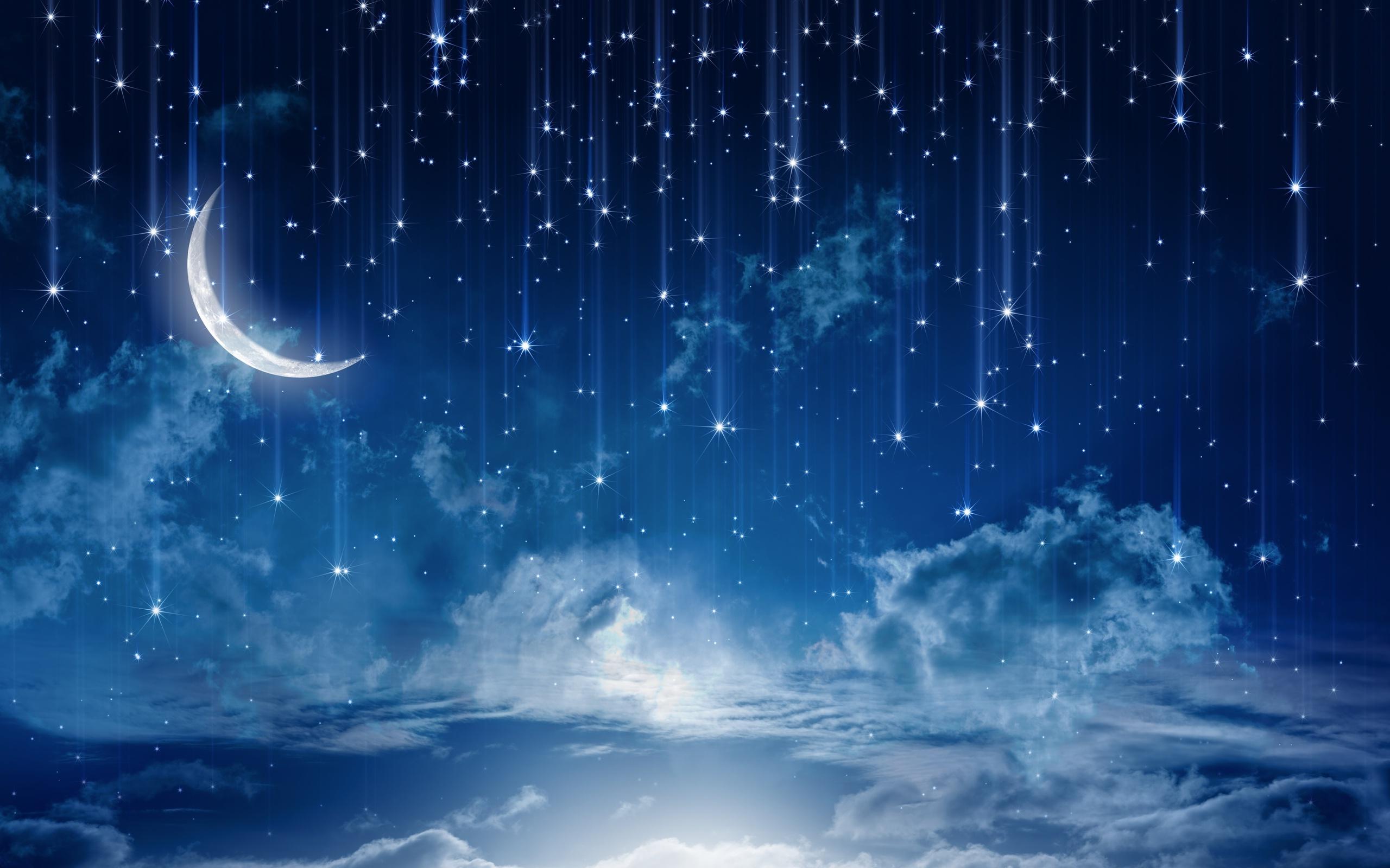 Stars Rain Fantasy Night Wallpaper