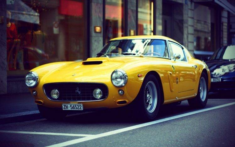 Classic Yellow Ferrari Cars HD Wallpaper Desktop Background