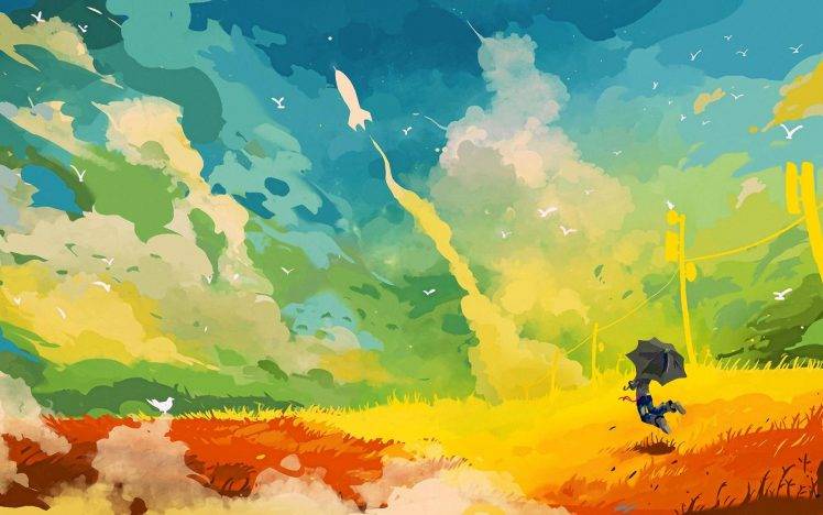 Colorful Rocket Pastel Drawing HD Wallpaper Desktop Background