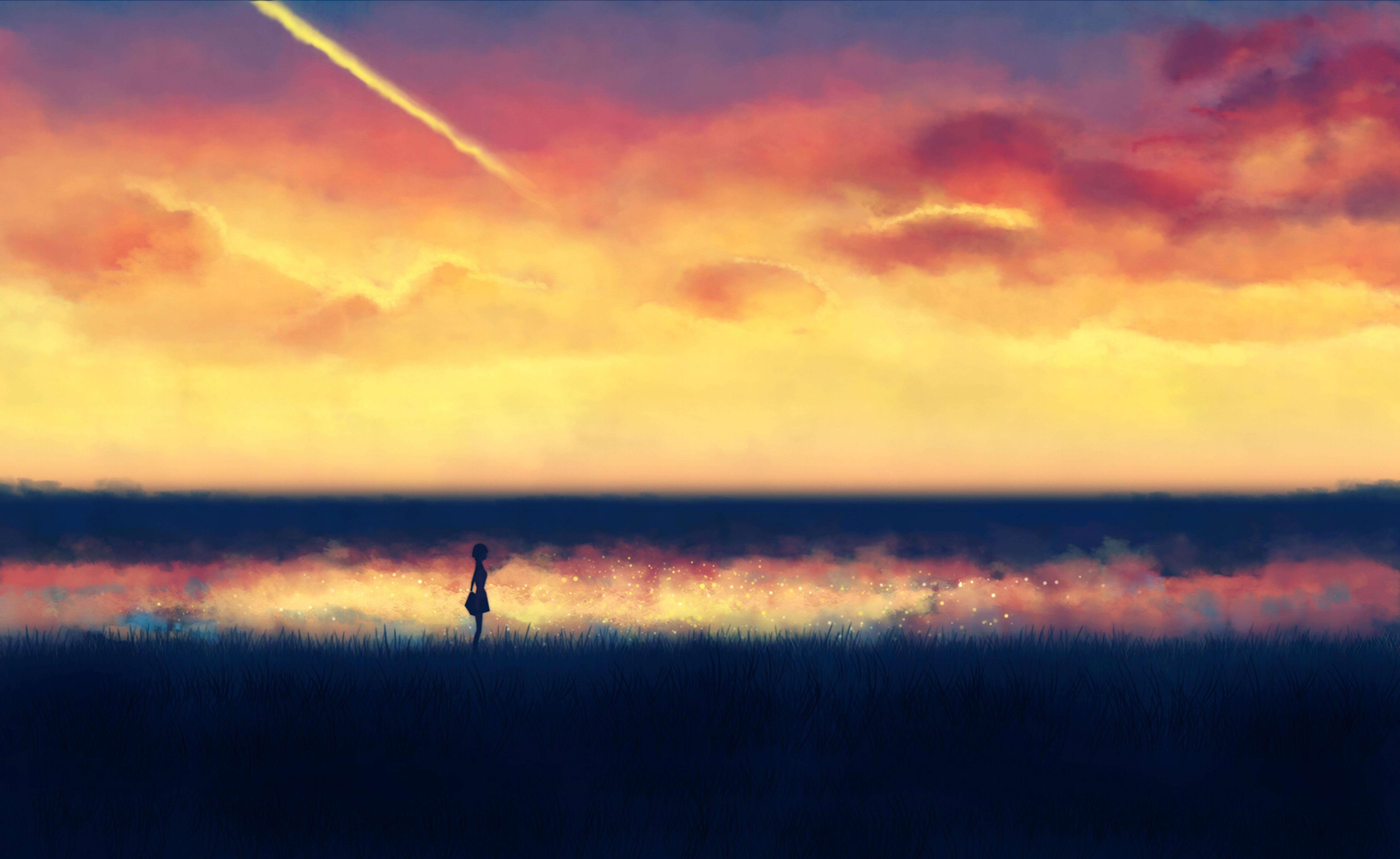 Lonely Anime Girl silhouette Wallpapers HD / Desktop and Mobile Backgrounds