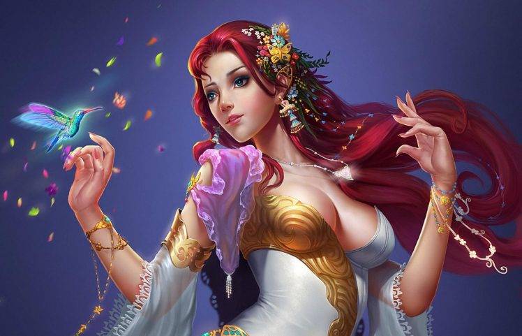 Magical Elves Redhead Girl HD Wallpaper Desktop Background