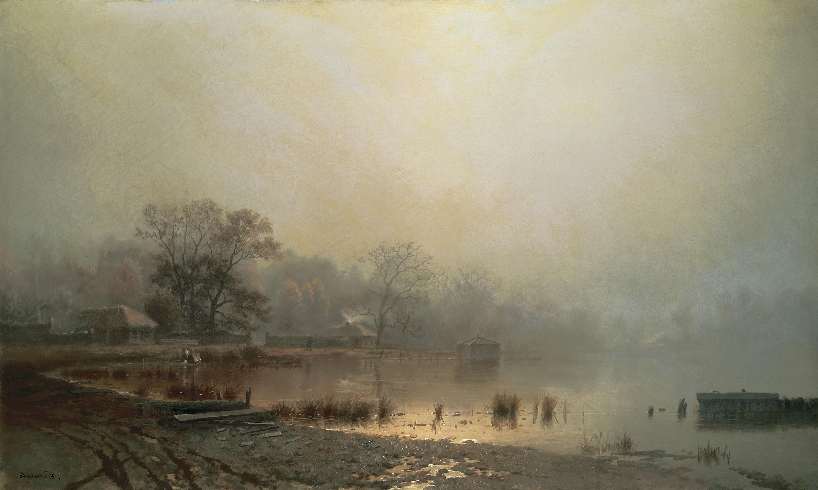 Mist Painting Lake Wallpaper