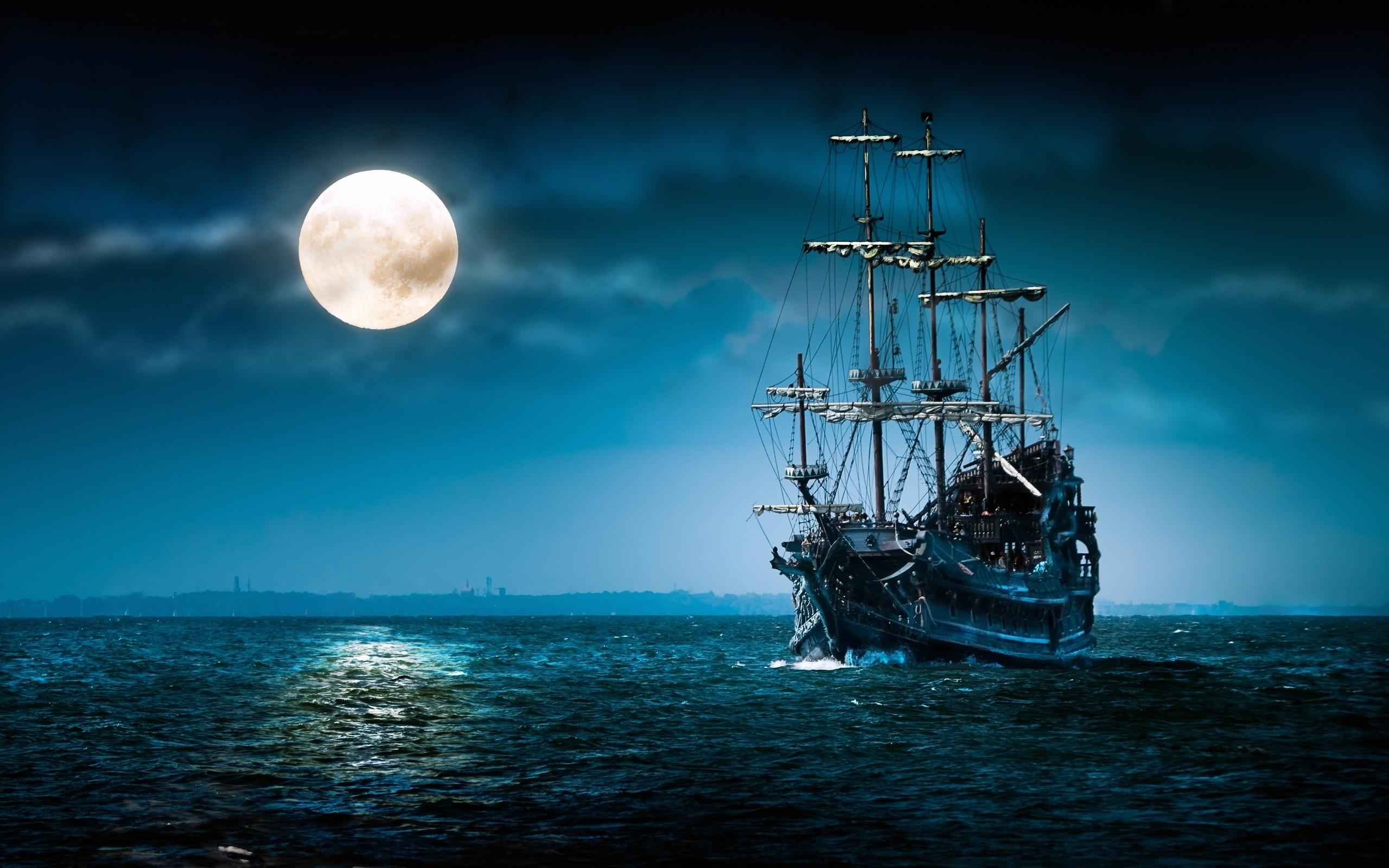 Sailboat at Moonlight Wallpapers HD / Desktop and Mobile 