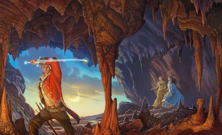 Warrior in Cave Illustrations HD Wallpaper Desktop Background