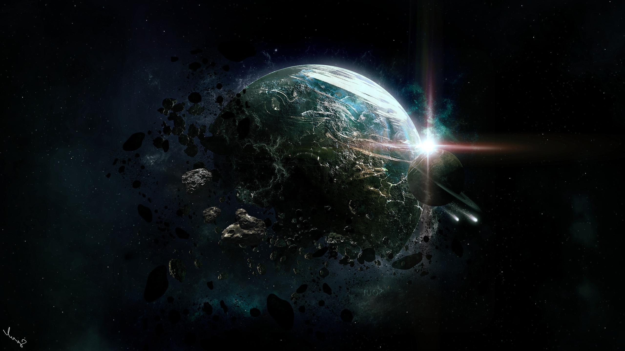 World in Astreoid Ring Wallpaper