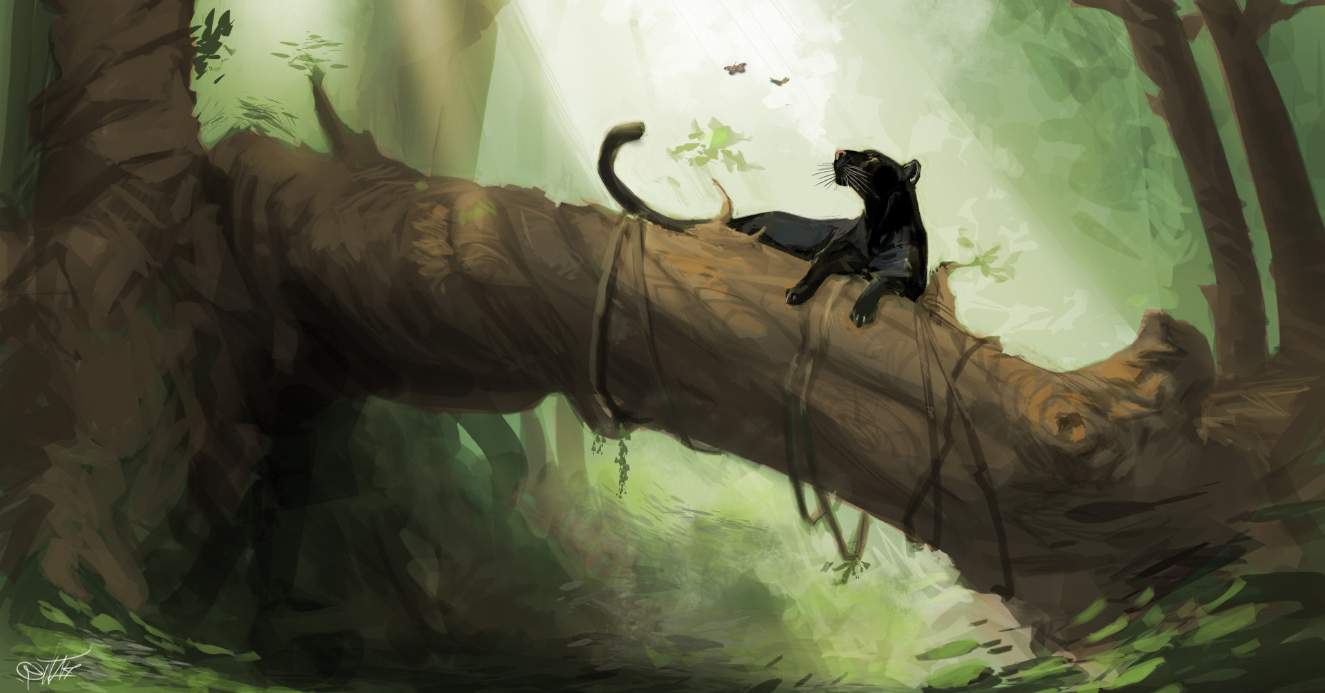A Panther On The Tree Wallpaper