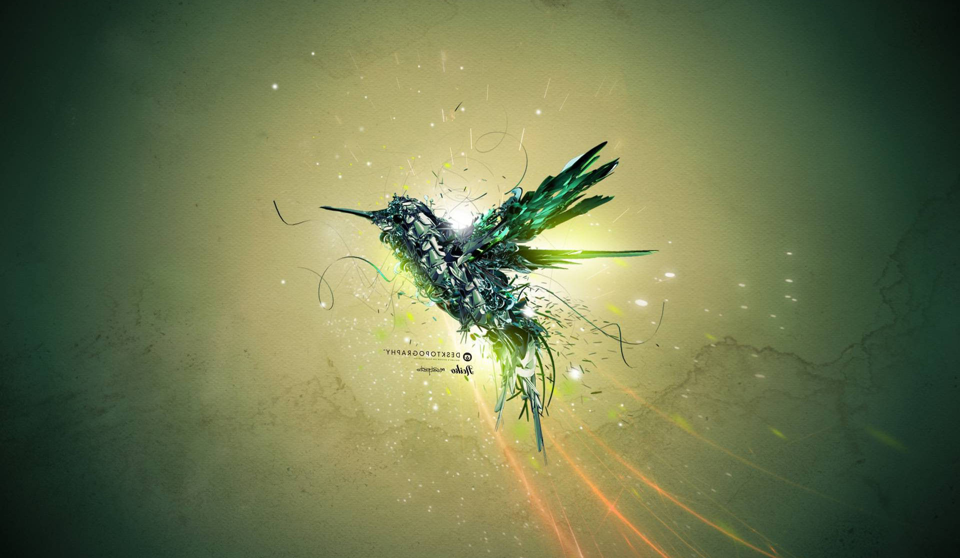 Abstract Digital Hummingbirds Wallpaper