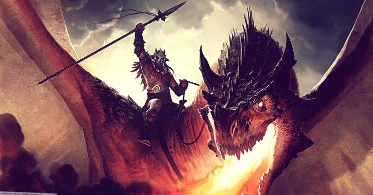 Dragons Fire With Warrior HD Wallpaper Desktop Background