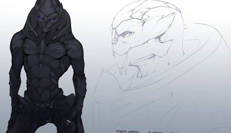 Mass Effect Sketch Turian HD Wallpaper Desktop Background