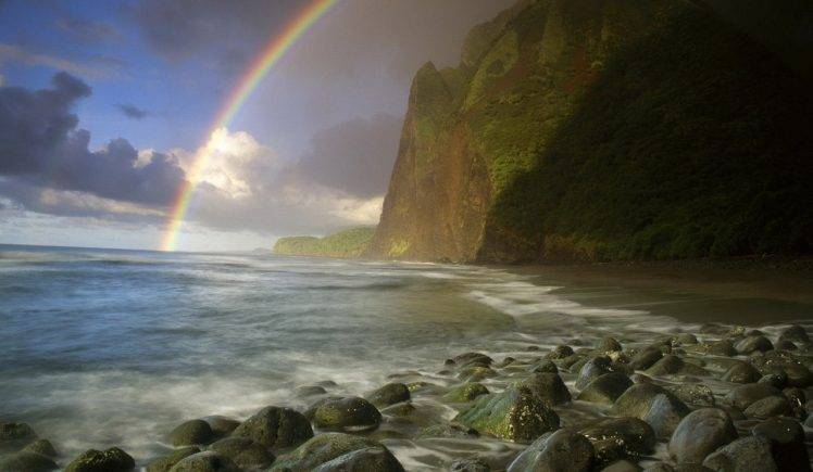 Nice Rainbow Over The Mountain HD Wallpaper Desktop Background