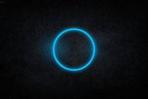 Abstract Blue Black Dark Circles Rings Cyan Neon Art blue circle