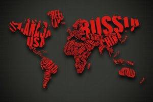 Abstract Red Text CGI Typography World Map different world map
