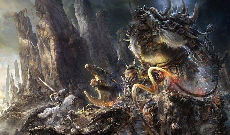 Aleksandr Nikonov Fantasy Art Monsters warriors weapons HD Wallpaper Desktop Background