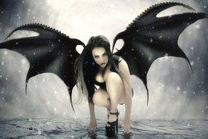Art demon Jennifer Gelinas Black Fantasy Wings Girl gelinas