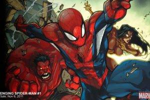 Avenging Spider-Man Red Hulk Spider-Woman Marvel Comics Spiderman Spiderwoman cartoon wallpaper