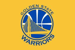 GOLDEN STATE WARRIORS Nba Basketball logo over yellow background