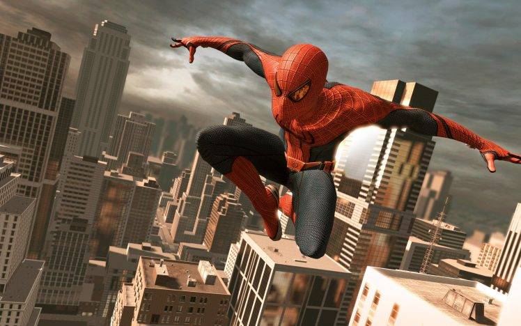 Spder-man Spider Man Spiderman Movies Comics jumping through the building HD Wallpaper Desktop Background